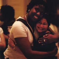 Students hugging at 2001 MCOR