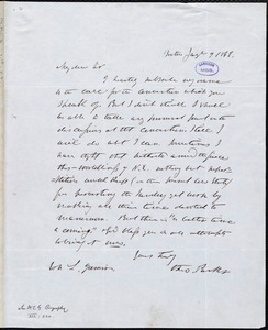 Letter from Theodore Parker, Boston, [Mass.], to William Lloyd Garrison, Jan[uary] 9 1848