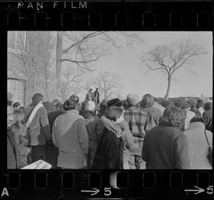 Brandeis Afro-American student addresses gathering asking them to start picketing