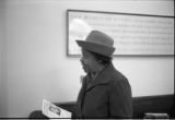 Margaret Walker Alexander with letters, Donald Gallup, in office at Beincke Library at Yale University, 1978.(YSP 25-78-4)