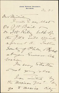 Thumbnail for Baldwin, James Mark, 1861-1934 autograph letter signed to Hugo Münsterberg, Baltimore, 21 December