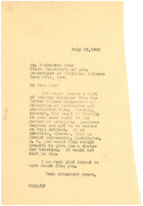 Letter from W. E. B. Du Bois to Sudhindra Bose