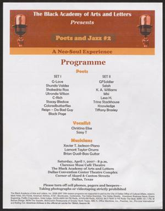 Program: Poets and Jazz #2