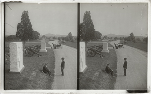 Hancock Avenue, Bloody Angle and "High Water Mark" clump of trees, S. to Round Top. 5554 interpositive