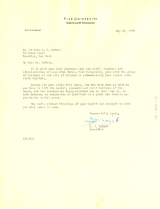 Letter from Fisk University to W. E. B. Du Bois